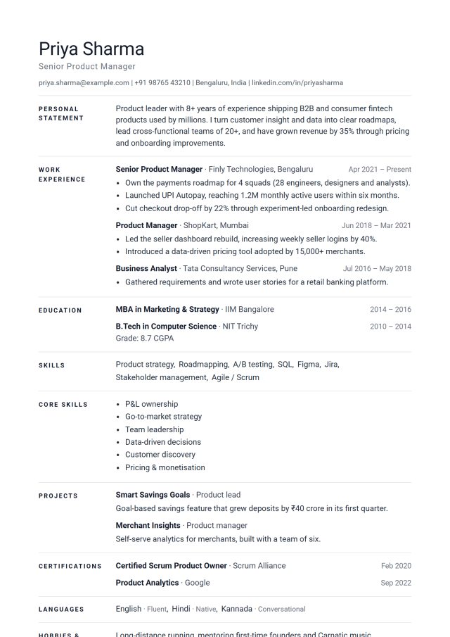 Minimal Clean ATS resume template