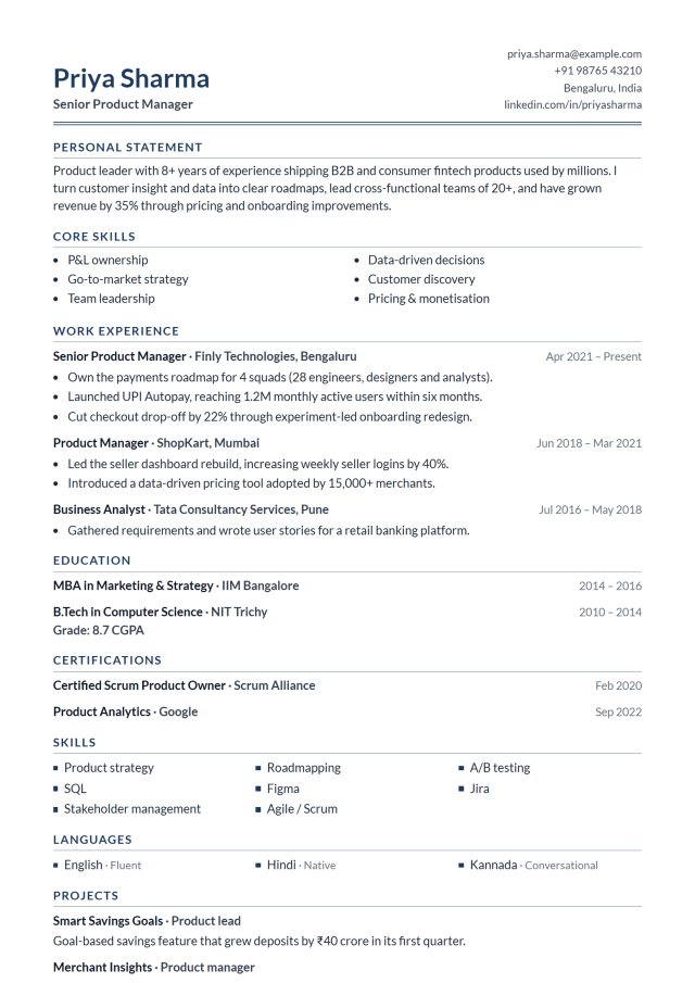 Finance resume template