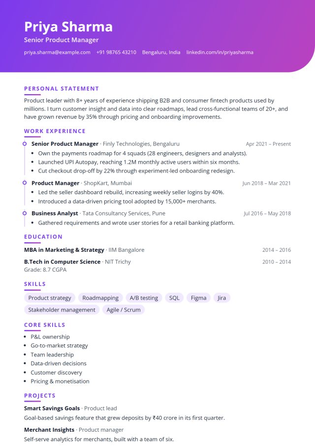 Gradient Header resume template