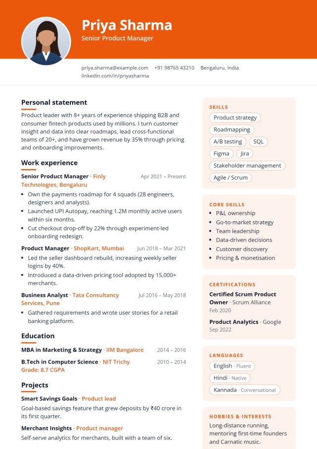 Marketing resume template