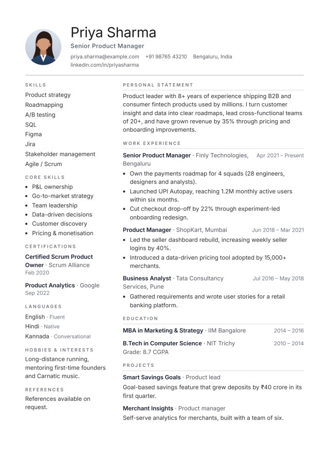 Minimal Photo resume template