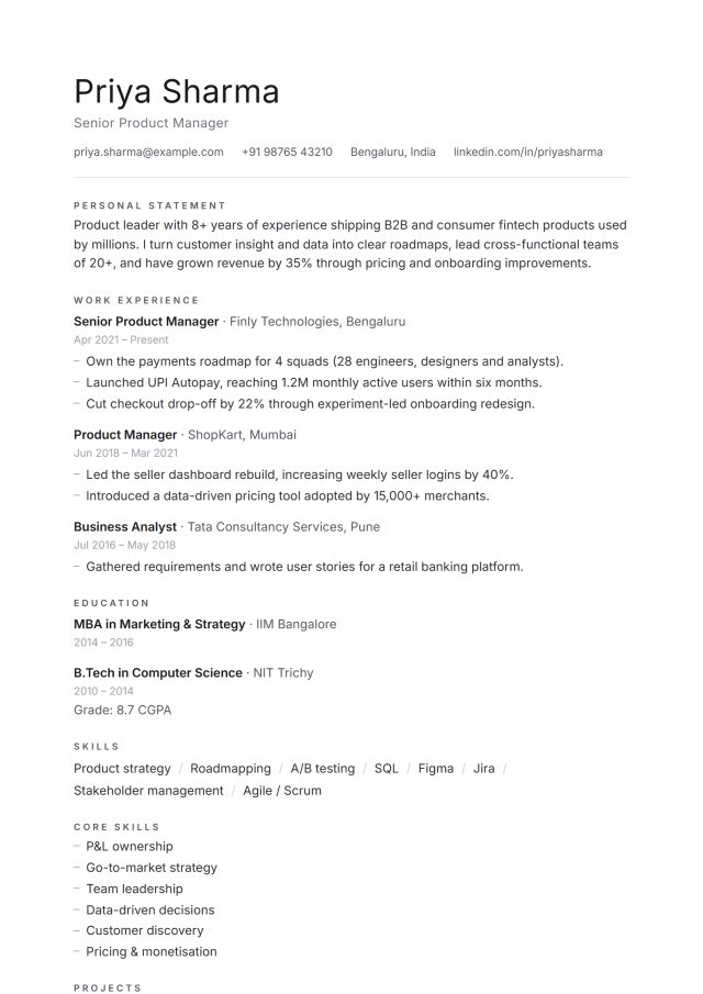 Minimalist resume template