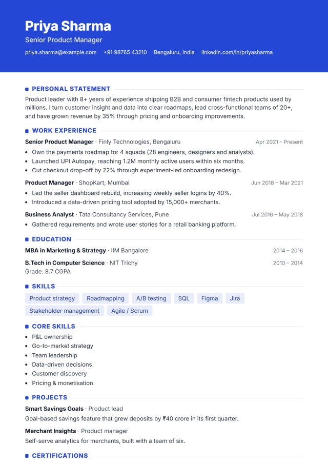 Modern Blue resume template