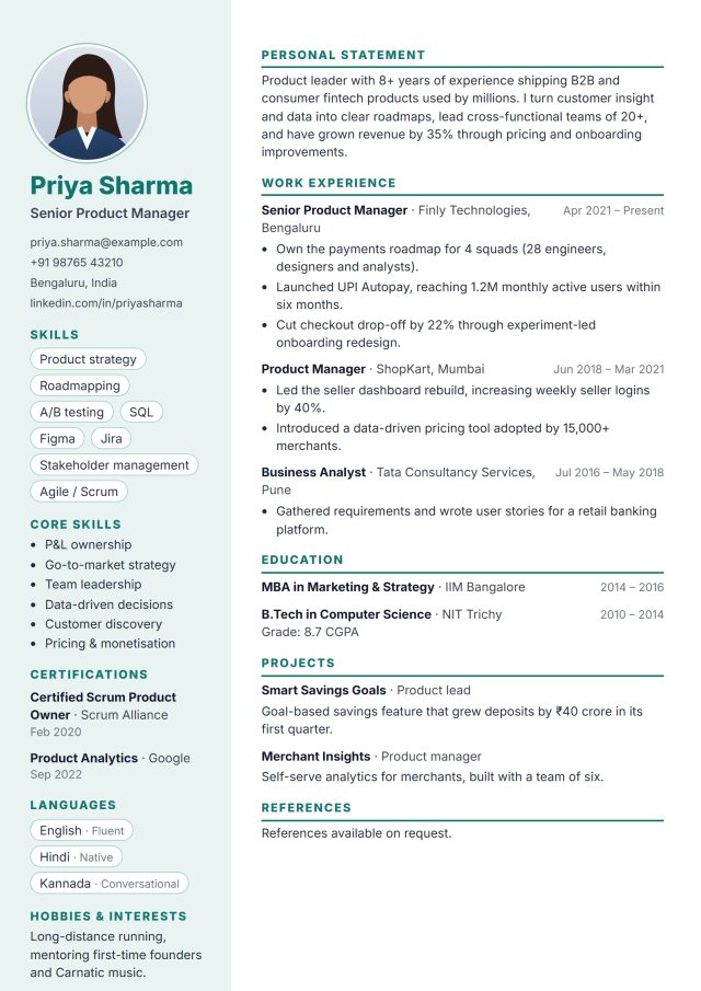 Modern Sidebar resume template