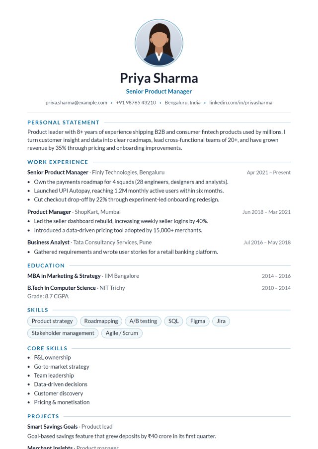 Photo Header resume template