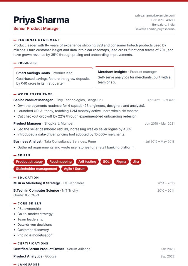 Portfolio resume template