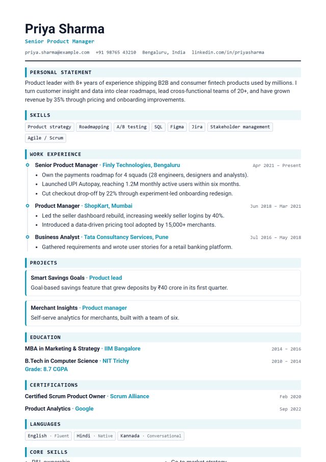 Software Engineer resume template