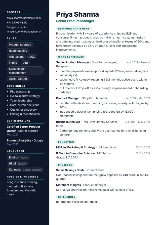 Startup Style resume template