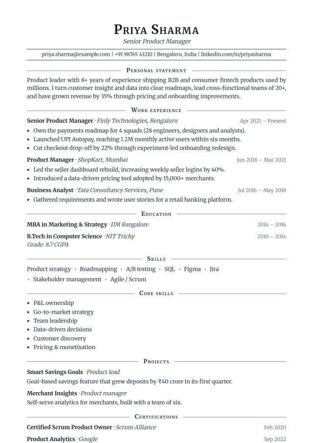 Traditional resume template