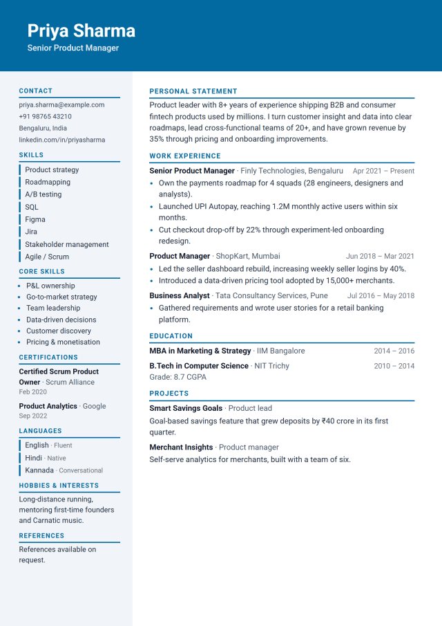Two-Column Modern resume template